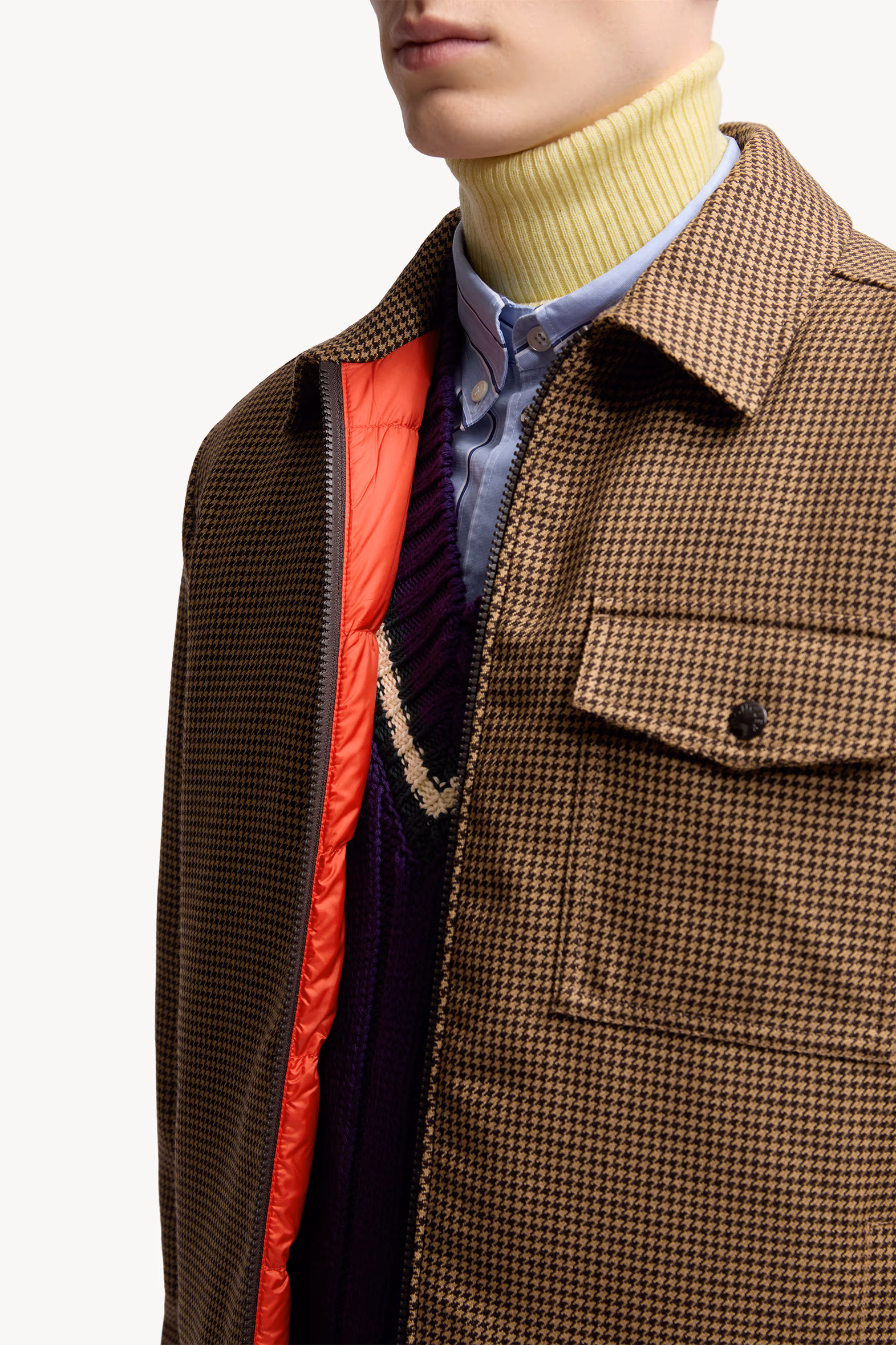 Escaut Wool Down Shirt Jacket Men Brown Moncler 6